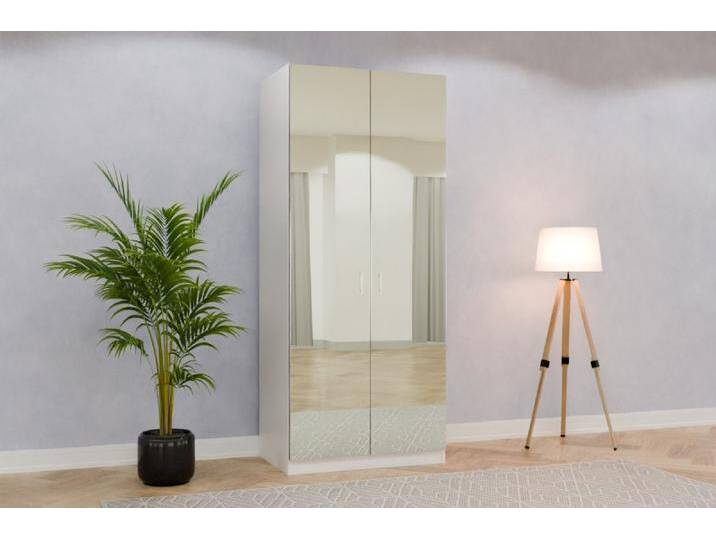 Kleiderschrank mit Spiegel/ Spiegelschrank nach Maß - RAL 4007 Purpurviolett - 225x225x62cm - Individuell konfigurieren von deinschrank.de