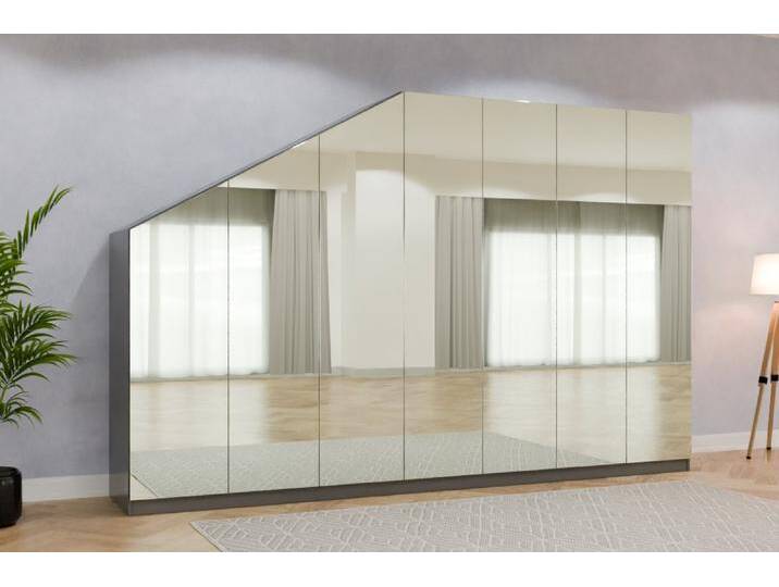 Kleiderschrank mit Spiegel nach Maß RAL 7024 Graphitgrau 225x225x623cm Individuell konfigurieren von deinschrank.de