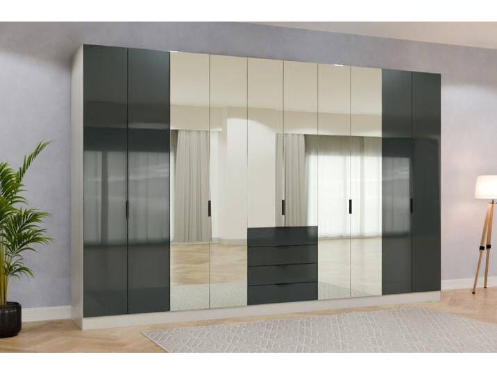 Kleiderschrank mit Spiegel/ Spiegelschrank nach Maß - RAL 7026 Granitgrau - 250x250x62cm - Individuell konfigurieren von deinschrank.de