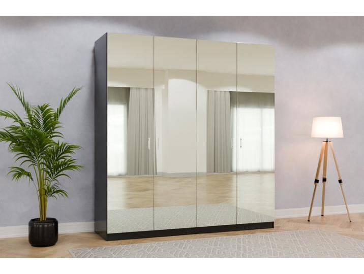Kleiderschrank mit Spiegel/ Spiegelschrank nach Maß - RAL 8012 Rotbraun - 225x225x62cm - Individuell konfigurieren von deinschrank.de