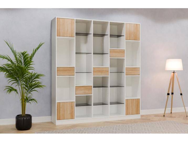 Raumteiler Regal nach Maß Eiche durchgehende Lamelle 220x220x400cm Individuell konfigurieren von deinschrank.de
