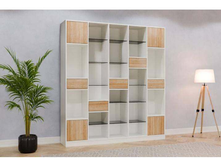 Raumteiler Regal nach Maß Eiche durchgehende Lamelle 220x220x400cm Individuell konfigurieren von deinschrank.de