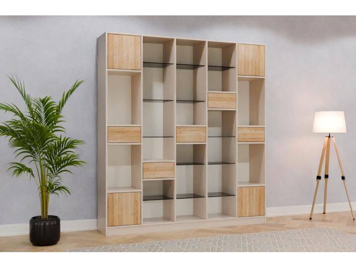 Raumteiler Regal nach Maß Eiche durchgehende Lamelle 220x220x400cm Individuell konfigurieren von deinschrank.de