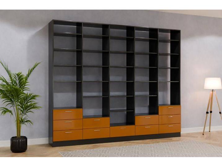 Raumteiler Regal nach Maß RAL 8001 Ockerbraun 250x250x419cm Individuell konfigurieren von deinschrank.de