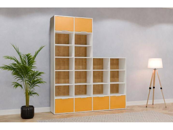 Raumteiler mit Rückwand nach Maß RAL 1003 Signalgelb 240x240x400cm Individuell konfigurieren von deinschrank.de