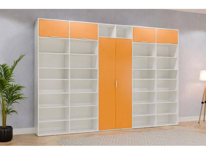 Raumteiler mit Rückwand nach Maß RAL 1028 Melonengelb 240x240x400cm Individuell konfigurieren von deinschrank.de