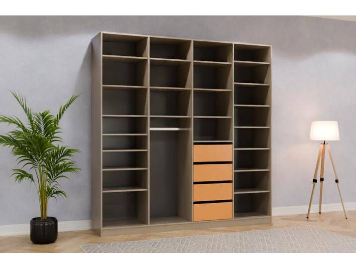 Raumteiler mit Rückwand nach Maß RAL 1034 Pastellgelb 240x240x500cm Individuell konfigurieren von deinschrank.de
