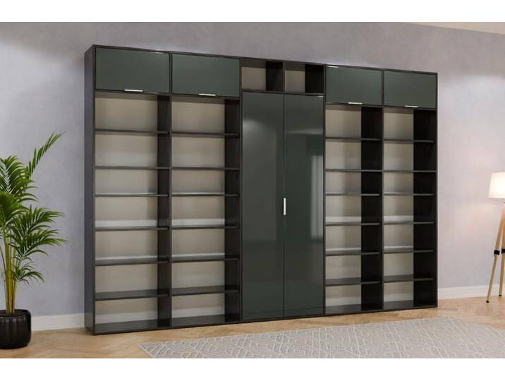 Raumteiler mit Rückwand nach Maß RAL 6012 Schwarzgrün 240x240x400cm Individuell konfigurieren von deinschrank.de