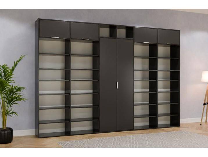 Raumteiler mit Rückwand nach Maß RAL 9004 Signalschwarz 240x240x400cm Individuell konfigurieren von deinschrank.de