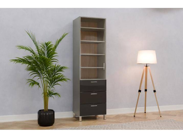 Vitrine aus Massivholz nach Maß - RAL 9017 Verkehrschwarz - 200x200x47cm - Individuell konfigurieren von deinschrank.de
