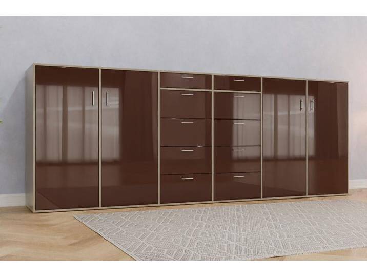 Wohnzimmer Highboard nach Maß RAL 8016 Mahagonibraun 135x135x600cm Individuell konfigurieren von deinschrank.de