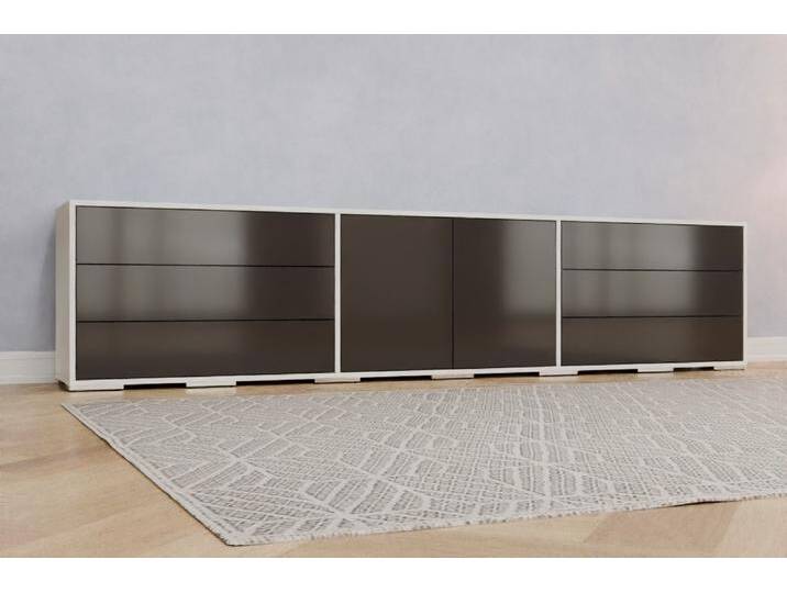 Wohnzimmer Lowboard nach Maß Lackiertes Glas Grau satiniert 65x65x450cm Individuell konfigurieren Wohnzimmer Lowboard nach Maß Lackiertes Glas Grau satiniert 65x65x450cm Individuell konfigurieren von deinschrank.de