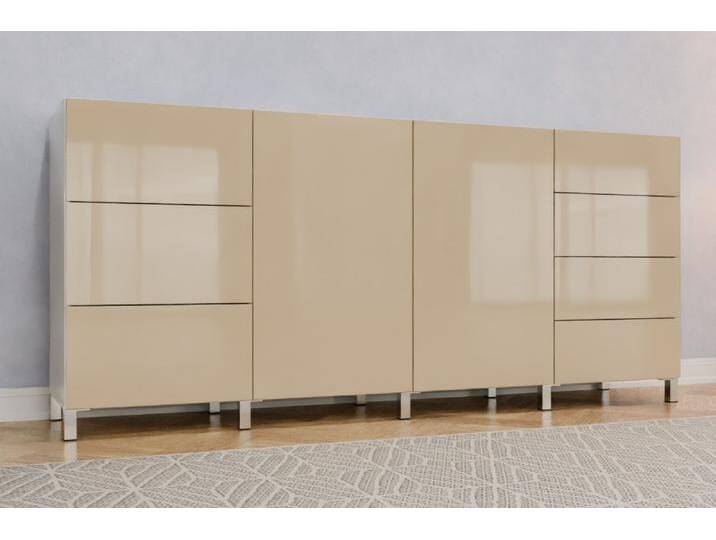 Wohnzimmer Sideboard nach Maß - Lackiertes Glas Magnolie glänzend - 110x110x52cm - Individuell konfigurieren von deinschrank.de