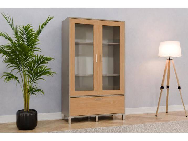 Wohnzimmer Vitrinenschrank nach Maß - Buche - 170x170x45cm - Individuell konfigurieren von deinschrank.de
