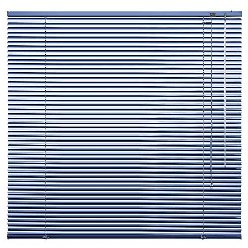 Alu Jalousie Aluminium Jalousette Klemmfix ohne Bohren Tür Fenster Rollo Lamellen Vorhang 10 Farben Breite 50 cm bis 240 cm Länge 130 cm 160 cm 220 cm Metall Klemmträger (160 x 160 cm Blau Metallic) von deko-raumshop