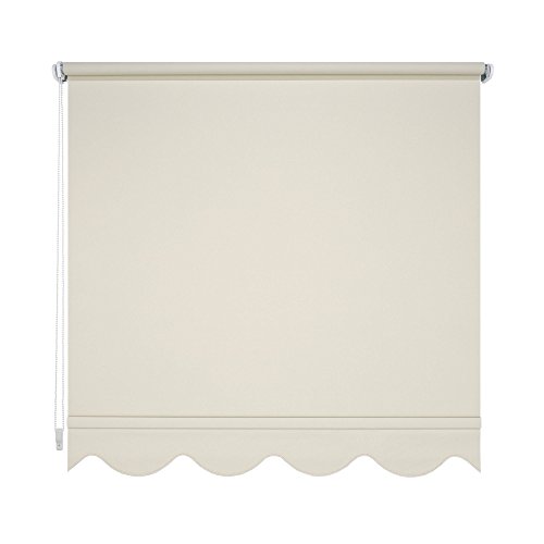 Kettenzugrollo Seitenzugrollo Fenster Rollo mit Volant Beige Breite 60 bis 240 cm Länge 180 cm Sonnenschutz Sichtschutz Blendschutz Stoff Tür Vorhang Blickdicht Lichtdurchlässig (240 x 180 cm) von deko-raumshop