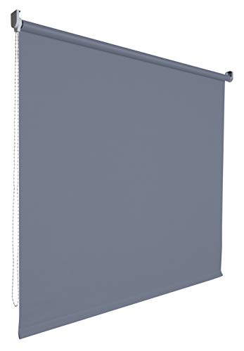 Kettenzugrollo Seitenzugrollo Tür Fenster Rollo Vorhang 14 Farben Breite 62 bis 202 cm Länge 180 cm lichtdurchlässig halbtransparent Metall Träger Wandmontage Deckenmontage (202 x 180 cm/Grau) von deko-raumshop