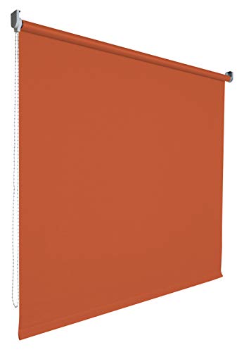 Kettenzugrollo Seitenzugrollo Tür Fenster Rollo Vorhang 14 Farben Breite 62 bis 202 cm Länge 180 cm lichtdurchlässig halbtransparent Metall Träger Wandmontage Deckenmontage (202 x 180 cm/Orange) von deko-raumshop