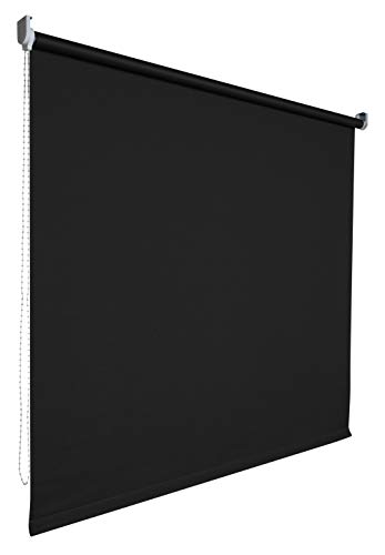 Kettenzugrollo Seitenzugrollo Tür Fenster Rollo Vorhang 14 Farben Breite 62 bis 202 cm Länge 180 cm lichtdurchlässig halbtransparent Metall Träger Wandmontage Deckenmontage (202 x 180 cm/Schwarz) von deko-raumshop