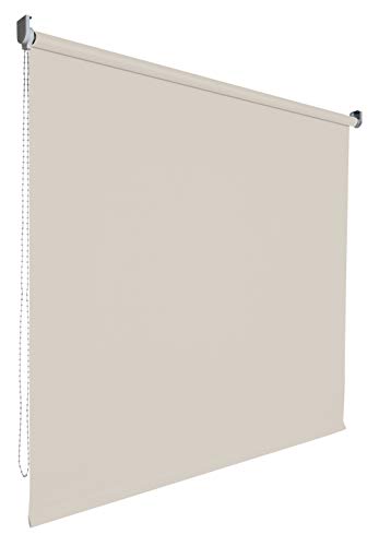 Kettenzugrollo Seitenzugrollo Tür Fenster Rollo Vorhang 14 Farben Breite 62 bis 202 cm Länge 180 cm lichtdurchlässig halbtransparent Metall Träger Wandmontage Deckenmontage (142 x 180 cm/Beige) von deko-raumshop