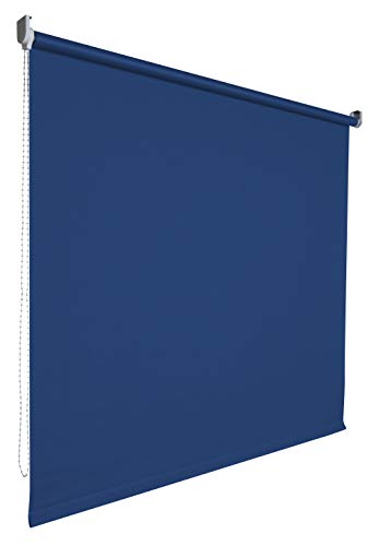 Kettenzugrollo Seitenzugrollo Tür Fenster Rollo Vorhang 14 Farben Breite 62 bis 202 cm Länge 180 cm lichtdurchlässig halbtransparent Metall Träger Wandmontage Deckenmontage (152 x 180 cm/Blau) von deko-raumshop