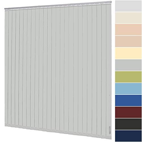 Lamellenvorhang nach Maß Vertikaljalousie 127 mm für Tür und Fenster viele Farben Maßanfertigung Jalousie Lamellen Rollo Wand- und Deckenmontage (Breite 100,1-120 cm x Höhe 100,1-120 cm, Hellgrau) von deko-raumshop