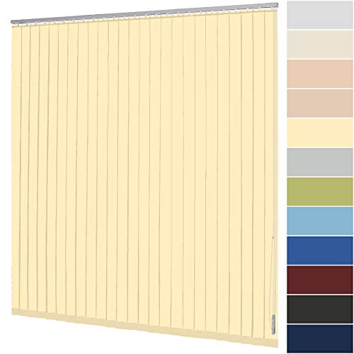 Lamellenvorhang nach Maß Vertikaljalousie 127 mm für Tür und Fenster viele Farben Maßanfertigung Jalousie Lamellen Rollo Wand- und Deckenmontage (Breite 120,1-140 cm x Höhe 200,1-220 cm, Gelb) von deko-raumshop