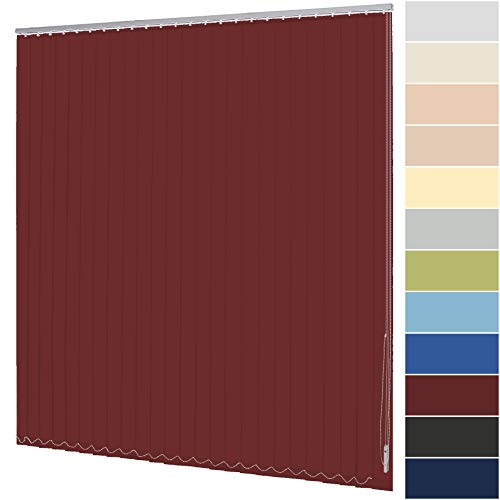 Lamellenvorhang nach Maß Vertikaljalousie 127 mm für Tür und Fenster viele Farben Maßanfertigung Jalousie Lamellen Rollo Wand- und Deckenmontage (Breite 120,1-140 cm x Höhe 220,1-240 cm, Weinrot) von deko-raumshop