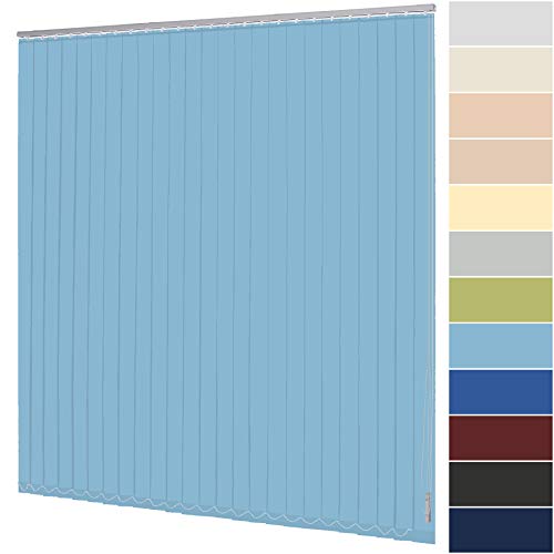 Lamellenvorhang nach Maß Vertikaljalousie 127 mm für Tür und Fenster viele Farben Maßanfertigung Jalousie Lamellen Rollo Wand- und Deckenmontage (Breite 140,1-160 cm x Höhe 120,1-140 cm, Hellblau) von deko-raumshop