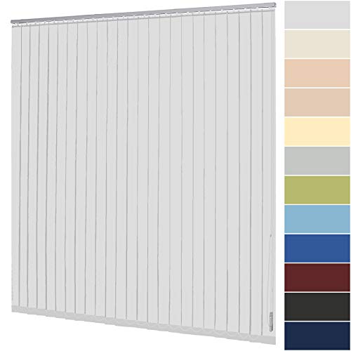 Lamellenvorhang nach Maß Vertikaljalousie 127 mm für Tür und Fenster viele Farben Maßanfertigung Jalousie Lamellen Rollo Wand- und Deckenmontage (Breite 200,1-220 cm x Höhe 200,1-220 cm, Weiß) von deko-raumshop