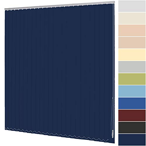 Lamellenvorhang nach Maß Vertikaljalousie 127 mm für Tür und Fenster viele Farben Maßanfertigung Jalousie Lamellen Rollo Wand- und Deckenmontage (Breite 220,1-240 cm x Höhe 140,1-160 cm, Marineblau) von deko-raumshop