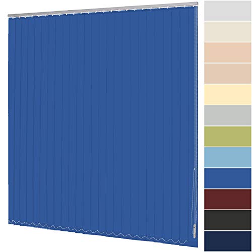 Lamellenvorhang nach Maß Vertikaljalousie 89 mm für Tür und Fenster viele Farben Maßanfertigung Wand- und Deckenmontage Jalousie Lamellen Rollo (Breite 200,1-220 cm x Höhe 100,1-120 cm, Blau) von deko-raumshop