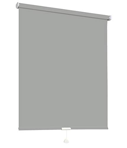 Springrollo Mittelzugrollo Schnapprollo Fenster Rollo Vorhang 16 Farben Breite 62-242 cm Höhe 160 und 230 cm Blickdicht lichtdurchlässig Sonnenschutz Sichtschutz Blendschutz (102 x 160 cm Grau) von deko-raumshop