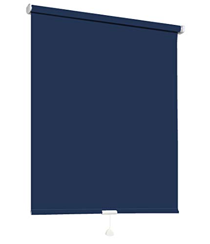 Springrollo Mittelzugrollo Schnapprollo Fenster Rollo Vorhang 16 Farben Breite 62-242 cm Höhe 160 und 230 cm Blickdicht lichtdurchlässig Sonnenschutz Sichtschutz Blendschutz (122 x 160 cm Dunkelblau) von deko-raumshop