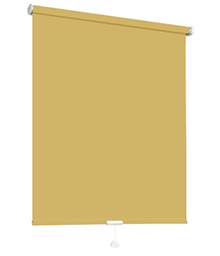 Springrollo Mittelzugrollo Schnapprollo Fenster Rollo Vorhang 16 Farben Breite 62-242 cm Höhe 160 und 230 cm Blickdicht lichtdurchlässig Sonnenschutz Sichtschutz Blendschutz (92 x 160 cm Gelb) von deko-raumshop