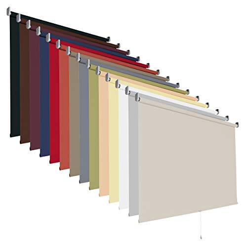 Springrollo Mittelzugrollo Tageslichtrollo Rollo Breite 60 - 200 cm Höhe 180 cm Stoff blickdicht lichtdurchlässig Montageträger Metall Tür Fenster Sonnenschutz Blendschutz (70 x 180 cm / Hellgrau) von deko-raumshop