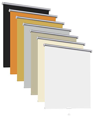 Thermorollo Hitzeschutz Verdunkelungsrollo Springrollo Mittelzugrollo Fenster Rollo 7 Farben Breite 62-242 cm Höhe 175 cm lichtundurchlässig verdunkelnd Beschichtung Silber (182 x 175 cm / Schwarz) von deko-raumshop