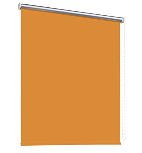 Thermorollo Verdunkelungsrollo Hitzeschutz Seitenzugrollo Fenster Rollo 11 Farben Breite 60 bis 240 cm Stoff lichtundurchlässig Thermo Beschichtung Weiß Silber (120 x 175 cm/Orange) von deko-raumshop