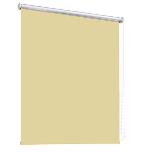 Thermorollo Verdunkelungsrollo Hitzeschutz Seitenzugrollo Fenster Rollo 11 Farben Breite 60 bis 240 cm Stoff lichtundurchlässig Thermo Beschichtung Weiß Silber (60 x 175 cm/Creme) von deko-raumshop