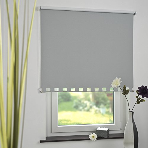 Verdunkelungsrollo Kettenzugrollo Seitenzugrollo Fenster Rollo mit Volant Grau Breite 60-240 cm Länge 180 cm Stoff Tür Vorhang blickdicht verdunkelnd Sonnenschutz Sichtschutz (160 x 180 cm) von deko-raumshop