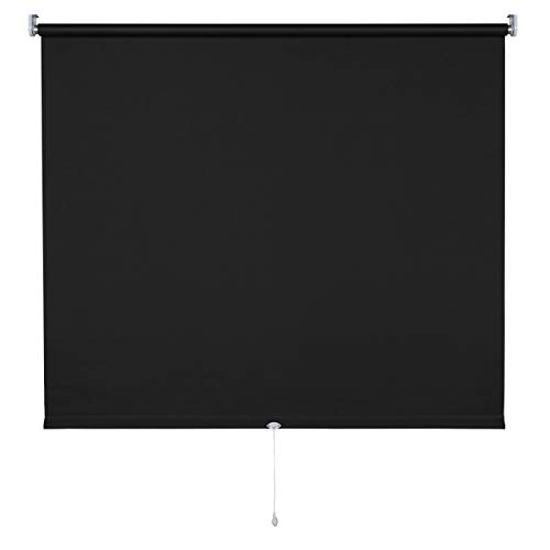 Verdunkelungsrollo Springrollo Mittelzugrollo 13 Farben klemmfix Rollo ohne Bohren Breite 62-202 cm Höhe 180 cm Fenster Vorhang blickdicht verdunkelnd klemmbar Klemmträger (72 x 180 cm / Schwarz) von deko-raumshop