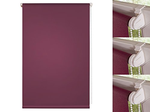 Klemmfix Rollo Kettenzugrollo Seitenzugrollo Fenster Rollo Stoff lichtdurchlässig Blickdicht halbtransparent Montage ohne Bohren Klemmrollo Vorhang (Größe 75 x 150 cm, Farbe Brombeere) von deko-raumshop