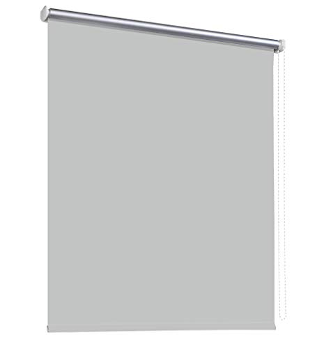 Thermorollo Verdunkelungsrollo Hitzeschutz Seitenzugrollo Fenster Rollo 11 Farben Breite 60 bis 240 cm Stoff lichtundurchlässig Thermo Beschichtung Weiß Silber (110 x 175 cm/Grau) von deko-raumshop