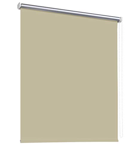 deko-raumshop Thermorollo Verdunkelungsrollo Hitzeschutz Seitenzugrollo Fenster Rollo 11 Farben Breite 60 bis 240 cm Stoff lichtundurchlässig Thermo Beschichtung Weiß Silber (120 x 175 cm/Beige) von deko-raumshop