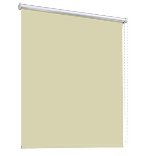 Thermorollo Verdunkelungsrollo Hitzeschutz Seitenzugrollo Fenster Rollo 11 Farben Breite 60 bis 240 cm Stoff lichtundurchlässig Thermo Beschichtung Weiß Silber (190 x 175 cm/Sand) von deko-raumshop