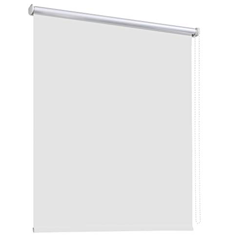 Thermorollo Verdunkelungsrollo Hitzeschutz Seitenzugrollo Fenster Rollo 11 Farben Breite 60 bis 240 cm Stoff lichtundurchlässig Thermo Beschichtung Weiß Silber (60 x 175 cm/Weiß) von deko-raumshop