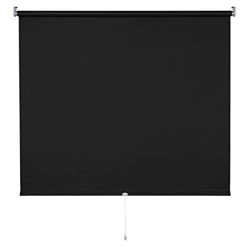 Verdunkelungsrollo Springrollo Mittelzugrollo Rollo Breite 60 bis 200 cm Stoff lichtundurchlässig verdunkelnd abdunkelnd Fenster Sonnenschutz Hitzeschutz (120 x 180 cm, Schwarz) von deko-raumshop