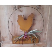 Türschild „ Schöner Tag Türkranz Huhn Landhaus Getreide von TanjasBlumenatelier