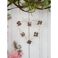 Herz Mit Rosenblüten Und Perlen - Silber Handgefertigt Höhe 12 cm Herz Mit Rosenblüten Und Perlen - Silber Handgefertigt Höhe 12 cm von dekodreamswolf