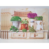 Tischsets "Kräutergarten" - 4-Teilig Korkeiche/Mdf Platzsets Shabby Chic Landhaus von dekodreamswolf